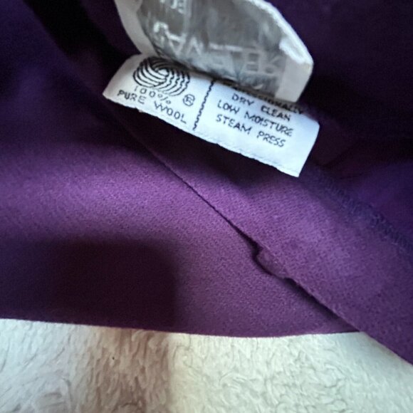 Vintage Boston Traveler Women 100% Pure Wool A-Line Career Midi Skirt Purple USA - Picture 7 of 9